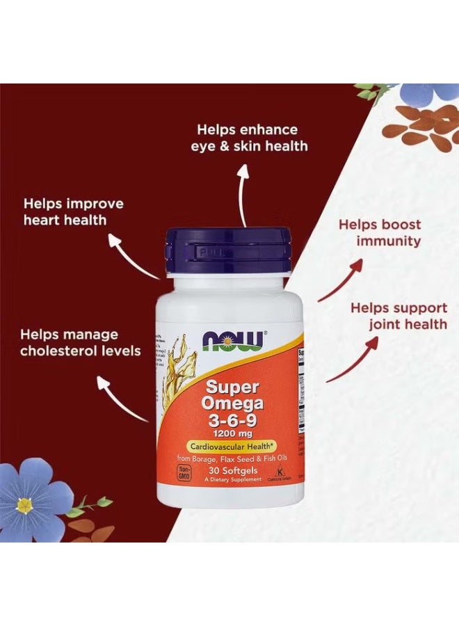 NOW Super Omega 3-6-9 1200 mg 30 Softgels