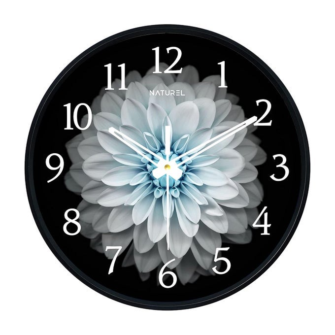 PLASTIC DESIGNER ANALOGUE ROUND WALL CLOCK FOR HOME LIVING ROOM/BEDROOM/OFFICE (WHITE FLOWER, 10 X 10 INCH