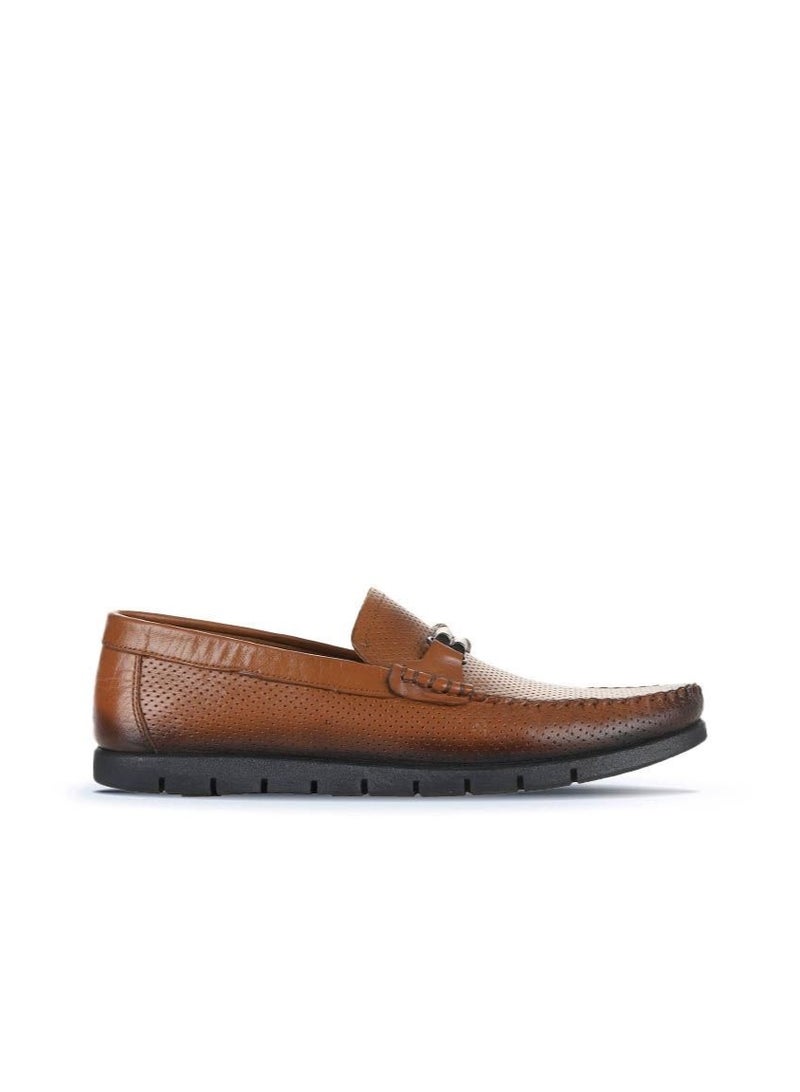 BUENO Men's Perforated Leather Loafers with Bit Detail – Lightweight Slip-On Moccasins for Casual and Office Wear - Image 1