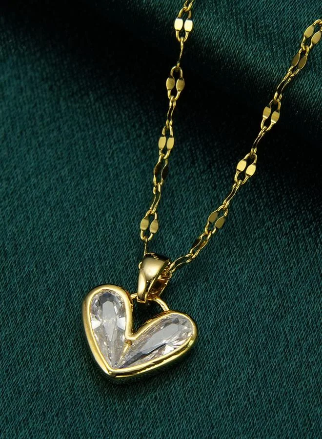 Take Two Zircon Heart Shape Pendant Necklace