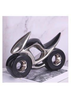 SYOSI Motorcycle Sculpture, Modern Home Decor Artwork, Vintage Office Desktop Decor, Birthday Present for Men, Friends, Dad, Son (A-Black Silver)  - Image 2