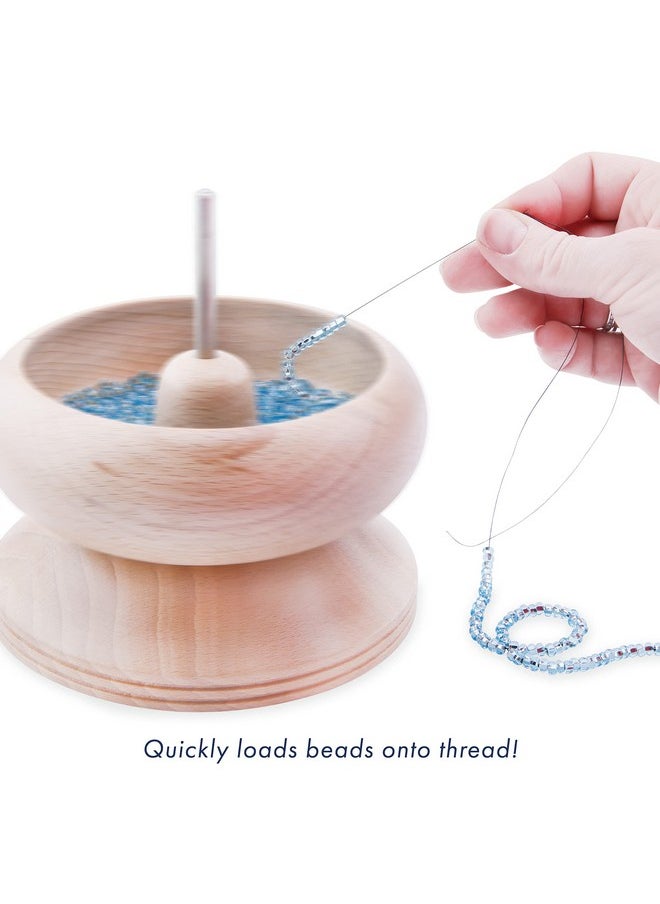 Beadalon - Spin N Bead Spinner For Fast Stringing Ideal For Beaders Jewelry Makers & Designers Wood Bowl With Big Eye Needle Saves Time & Loads Seed Beads Efficiently - Image 1