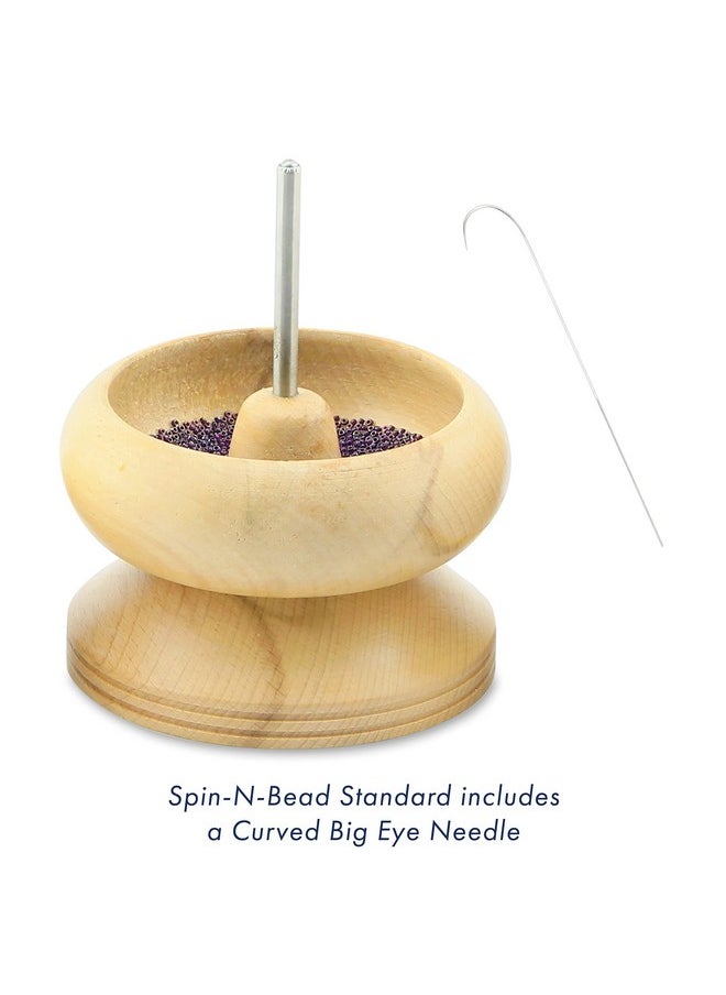 Beadalon - Spin N Bead Spinner For Fast Stringing Ideal For Beaders Jewelry Makers & Designers Wood Bowl With Big Eye Needle Saves Time & Loads Seed Beads Efficiently - Image 1
