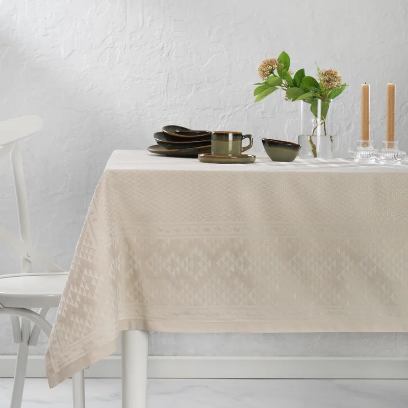 شافر Home Mayra Poly Cotton Tablecloth-160X240-BEIGE