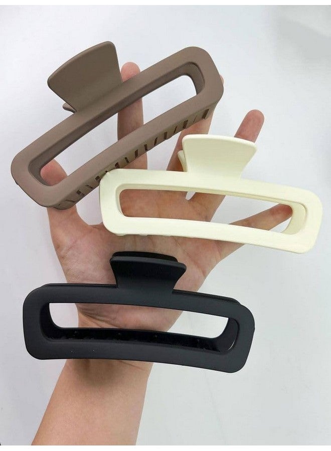 FREEBIES 3 Pcs 5 Inch Extra Large Rectangle Hair Clips Claw Clips for Thick Hair,Jumbo Lattice Claw Clips | Oversized Matte Non-slip Rectangle Hair Clips for Women,Big Strong Hold Jaw Clip - Image 1