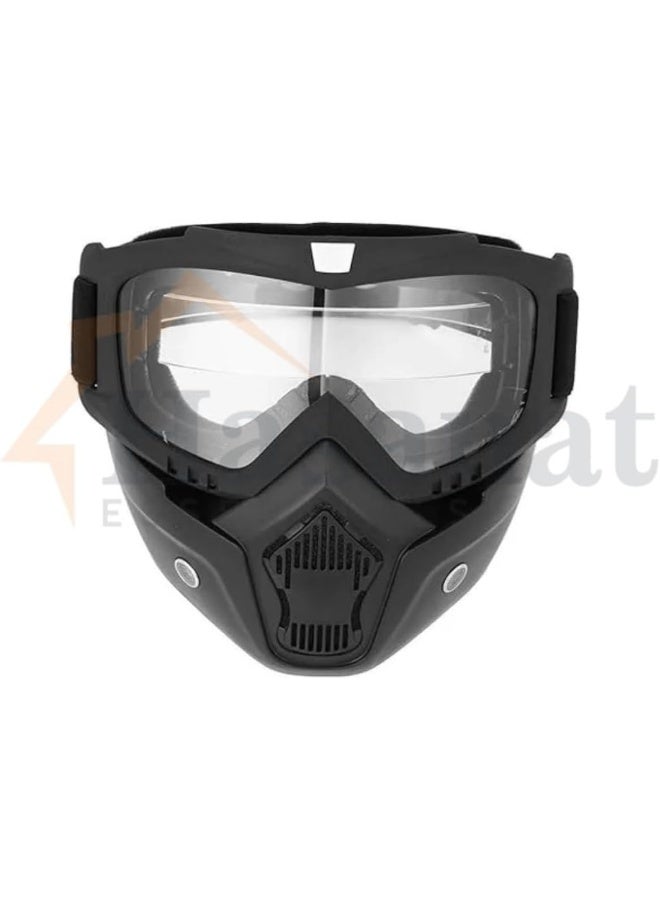 HASANAT ESSENTIALS نظارات موتوسيكل هسنت الأساسية مع قناع وجه قابل للفصل - حماية من الأشعة فوق البنفسجية، راحة مبطنة، طراز قديم - Image 3