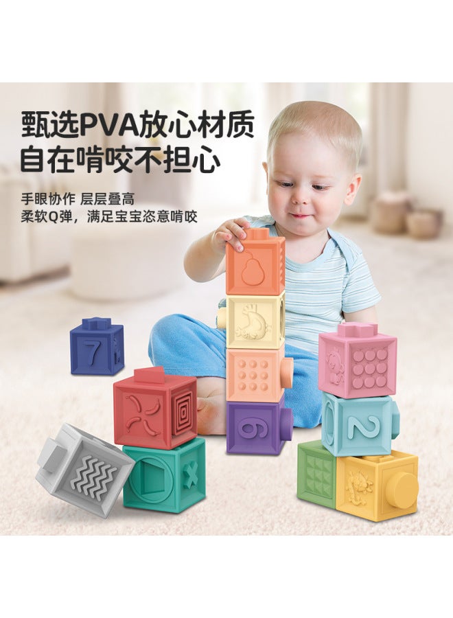 Baby Building Blocks Soft Rubber Can Bite 6-12 Months Soft Rubber Ball Baby 1-3 Years Old Children Tumbler Educational Toys - Image 2