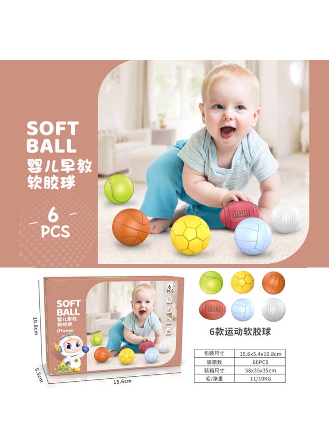 Baby Building Blocks Soft Rubber Can Bite 6-12 Months Soft Rubber Ball Baby 1-3 Years Old Children Tumbler Educational Toys - Image 1