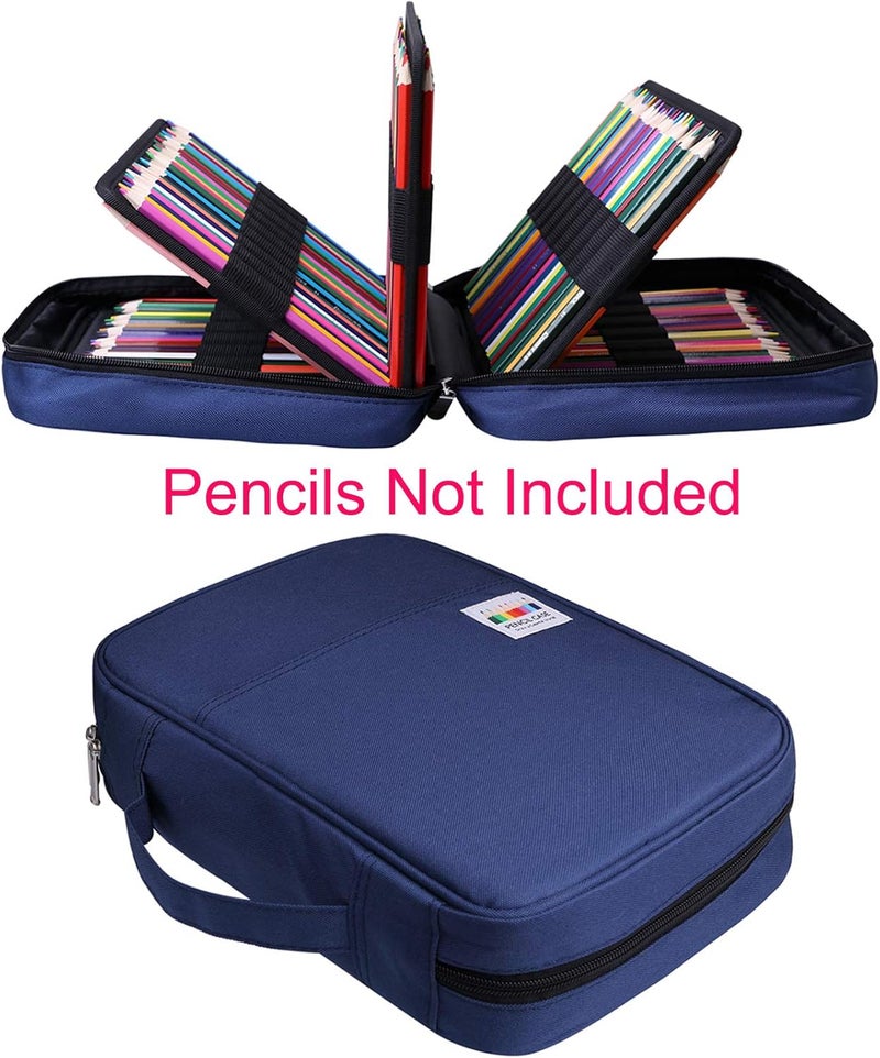 BOMKEE Coloring Pencil Case 220 Slots Pencils/Gel Pens Organizer Waterproof Travel Case Zipper Carrying Portable Pencil Markers Pen Holder Bag for Painter Writers, Blue, 220 Slots, Bd-220-bl - Image 2