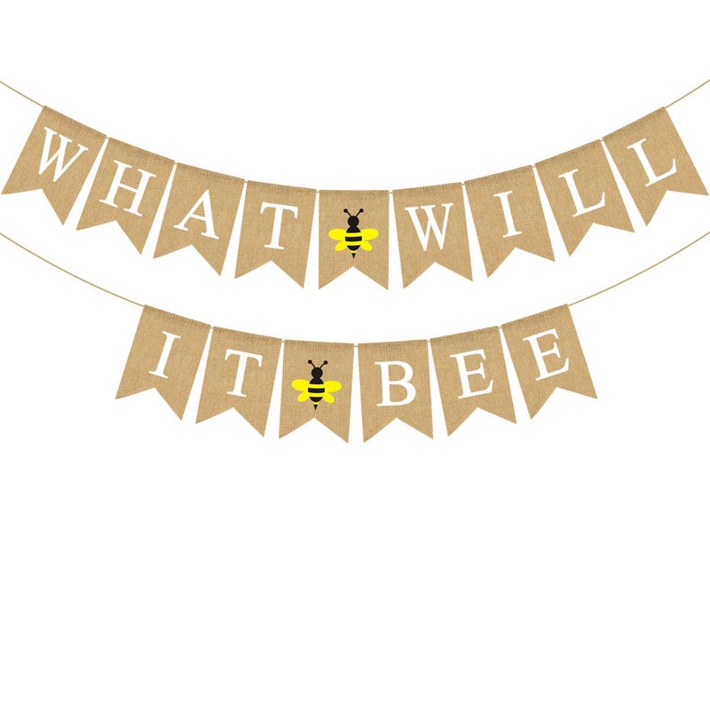 Jute Burlap What Will It Bee Banner Bumble Bee Theme Gender Reveal Boy or Girl Party Garland Decoration