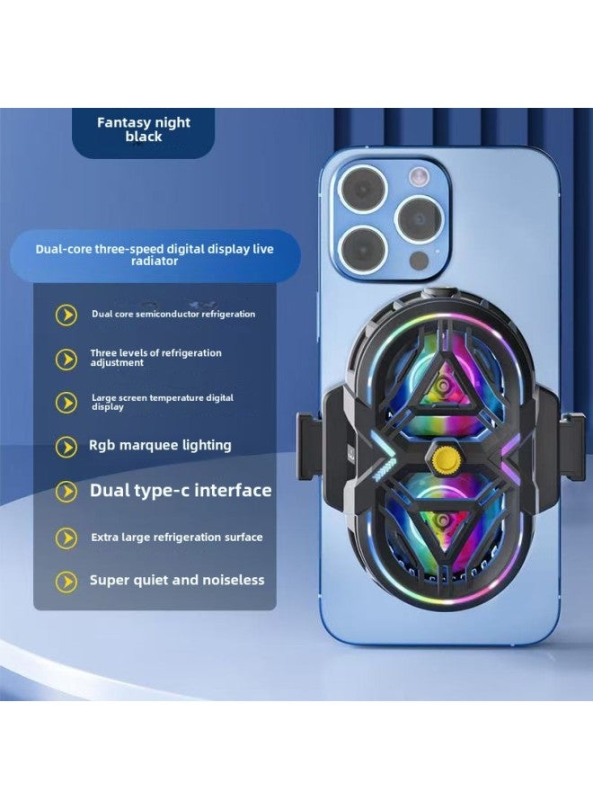 S21 Semiconductor Mobile Phone Radiator Icing Mute Magnetic Hand Tour Live Cooling Digital Display Back Clip-Colour:Sr3 Dual Core Live Streaming  - Image 1