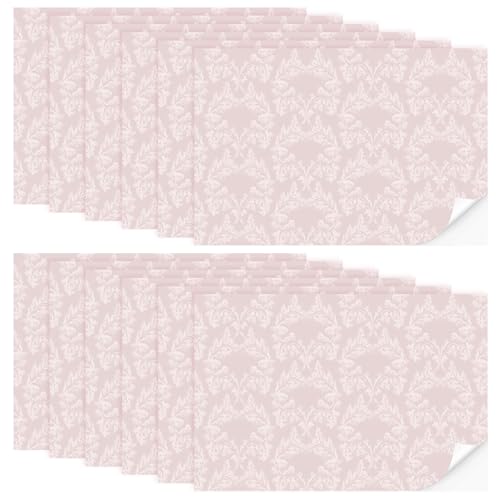 Flutesan 12 Pcs Miniature Dollhouse Wallpaper and Flooring Peel and Stick Mini DIY Self Adhesive Dollhouse Accessories 827 x 1169 Inch Vintage Pink - Image 1