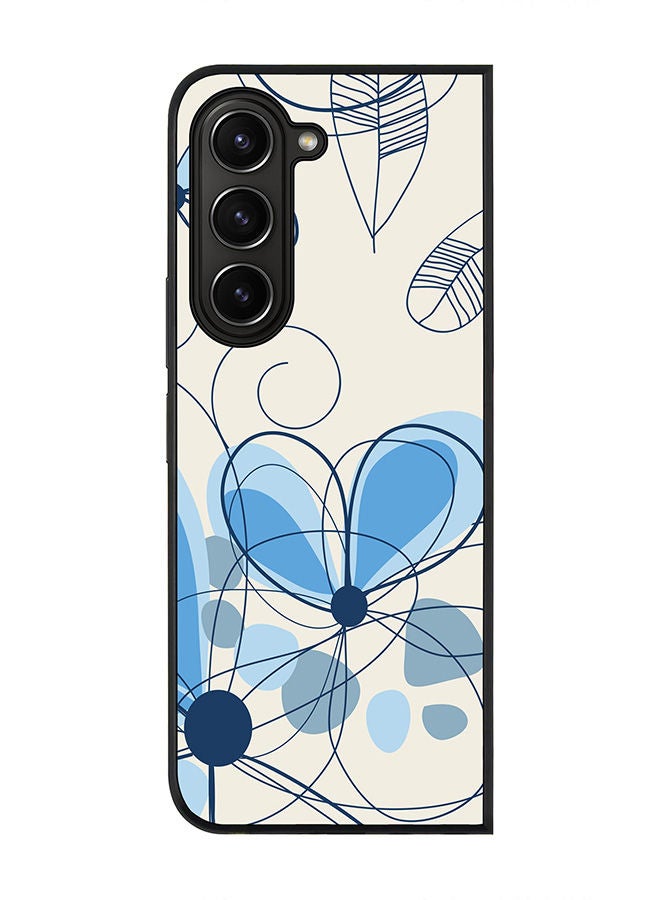 Stylizedd Rugged Black edge case for Samsung Galaxy Z Fold5, Slim fit Soft Case Flexible Rubber Edges Anti Drop TPU Gel Thin Cover -  Daisy Lines - Image 1