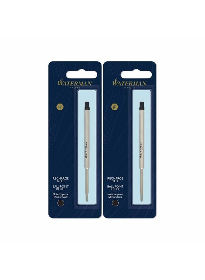 Waterman إعادة تعبئة قلم حبر جاف أسود نقطة متوسطة (عبوة 2) - Image 5