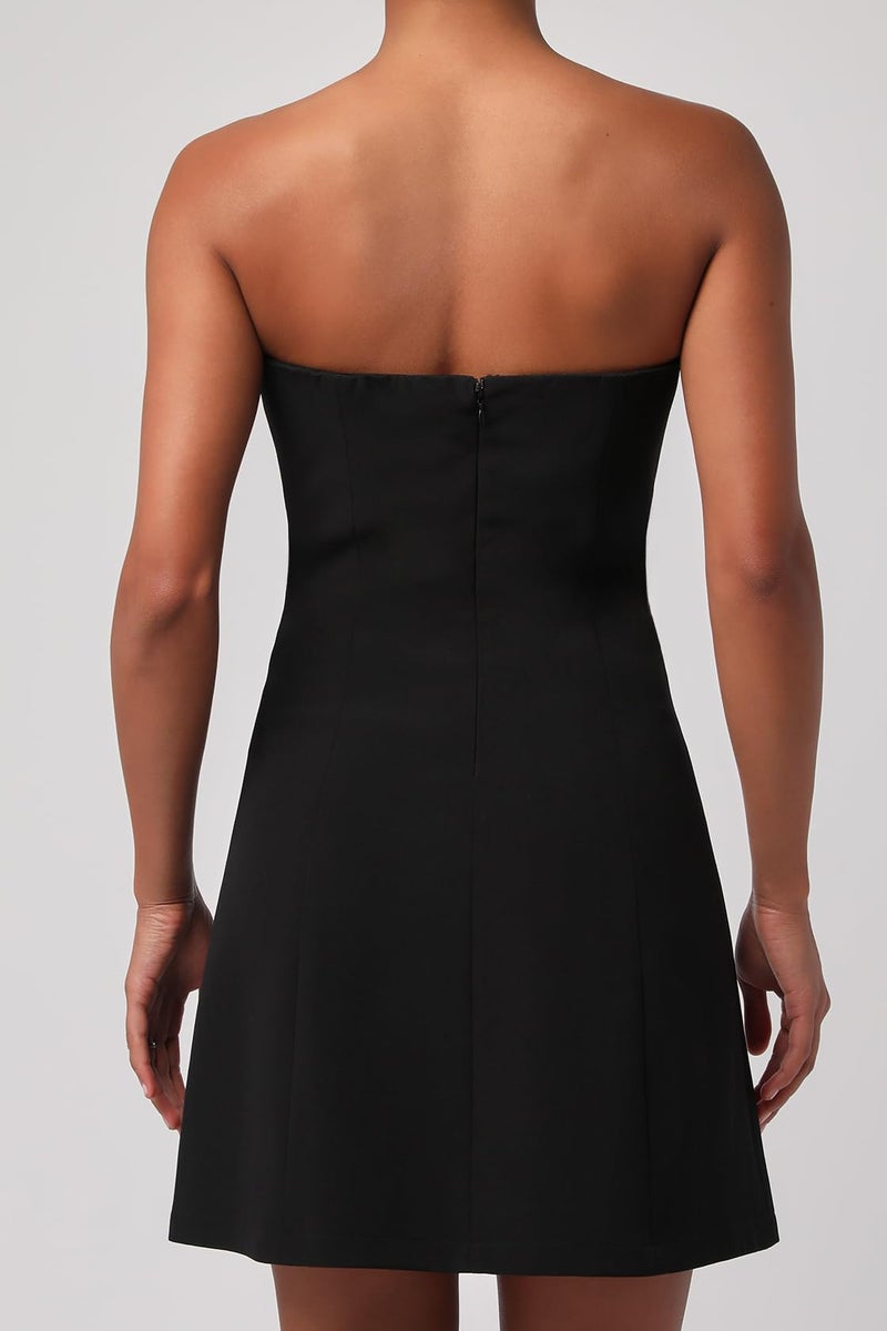 Lulus Beatrice Strapless Blazer Dress Womenâ€™s Sweetheart Neckline Mini Cocktail Dress with Satin Trim and Covered Buttons Black - Image 2