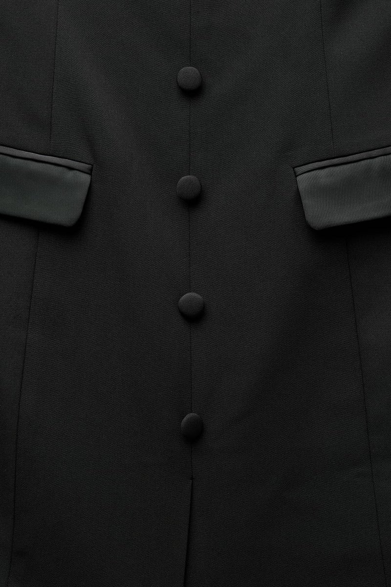 Lulus Beatrice Strapless Blazer Dress Womenâ€™s Sweetheart Neckline Mini Cocktail Dress with Satin Trim and Covered Buttons Black - Image 3