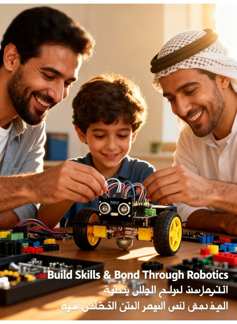 سيارة روبوت ذكية لتعليم STEM | تتبع الخط وتجنّب العوائق بمستشعرات IR وفوق صوتية | لوحة Nano قابلة للبرمجة | تعليم البرمجة والمشاريع الابتكارية | مجموعة روبوت DIY للأطفال والمبدعين