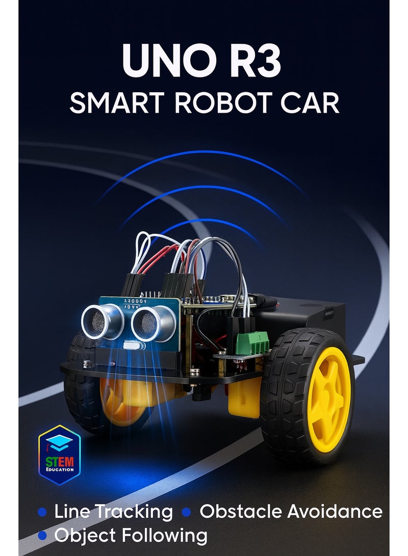 سيارة روبوت ذكية لتعليم STEM | تتبع الخط وتجنّب العوائق بمستشعرات IR وفوق صوتية | لوحة Nano قابلة للبرمجة | تعليم البرمجة والمشاريع الابتكارية | مجموعة روبوت DIY للأطفال والمبدعين