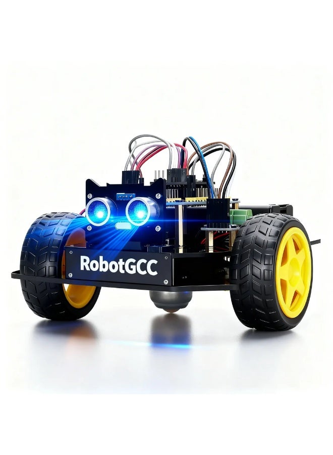 وبوت جي سي سي طقم سيارة روبوت أردوينو STEM للأطفال ذكي قابل للبرمجة لتعليم البرمجة مع تتبع الخط وتجنب العوائق باستخدام مستشعرات الموجات فوق الصوتية والأشعة تحت الحمراء ووحدة تحكم نانو طقم روبوتات تعليمية DIY للمبتدئين ومختبرات المدارس طقم سيارة ذكية للتعلم العملي والهندسة والابتكار مشروع STEM شتوي هدية تعليمية للأطفال وللأندية المدرسية والأنشطة المنزلية روبوت تعليمي تفاعلي لتنمية مهارات التفكير والبرمجة - Image 1