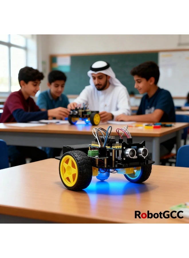 وبوت جي سي سي طقم سيارة روبوت أردوينو STEM للأطفال ذكي قابل للبرمجة لتعليم البرمجة مع تتبع الخط وتجنب العوائق باستخدام مستشعرات الموجات فوق الصوتية والأشعة تحت الحمراء ووحدة تحكم نانو طقم روبوتات تعليمية DIY للمبتدئين ومختبرات المدارس طقم سيارة ذكية للتعلم العملي والهندسة والابتكار مشروع STEM شتوي هدية تعليمية للأطفال وللأندية المدرسية والأنشطة المنزلية روبوت تعليمي تفاعلي لتنمية مهارات التفكير والبرمجة - Image 2