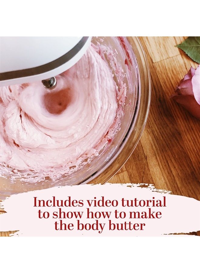 Better Shea Butter Body Butter Making Kit, Includes Kokum Butter, Almond Oil, Dry Rose Petals, Pink Mica, 2 Jars & DIY Recipe Card with Link to Video Tutorial - Natural Whipped Body Lotion Making Kit - Image 4