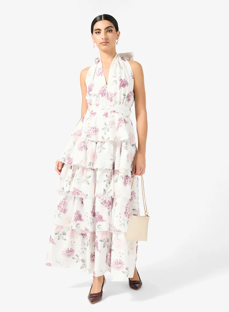 Ella  Layered Floral Print Dress for Women | Best Price UAE