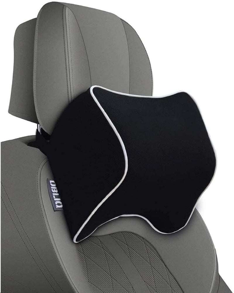 obliq Memory Foam Car Headrest Cushion, Neck Rest Seat Pillow for Pain Relief, Ergonomic Cervical Support for All Cars (Black) - Image 1