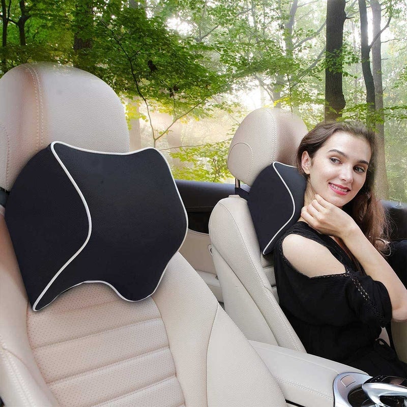 obliq Memory Foam Car Headrest Cushion, Neck Rest Seat Pillow for Pain Relief, Ergonomic Cervical Support for All Cars (Black) - Image 2