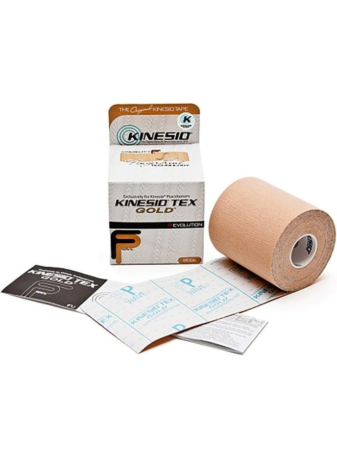 Kinesio شريط لاصق - شريط رياضي علاجي مرن تكس جولد FP - بيج - 3 بوصة × 5 متر لفافة - Image 1