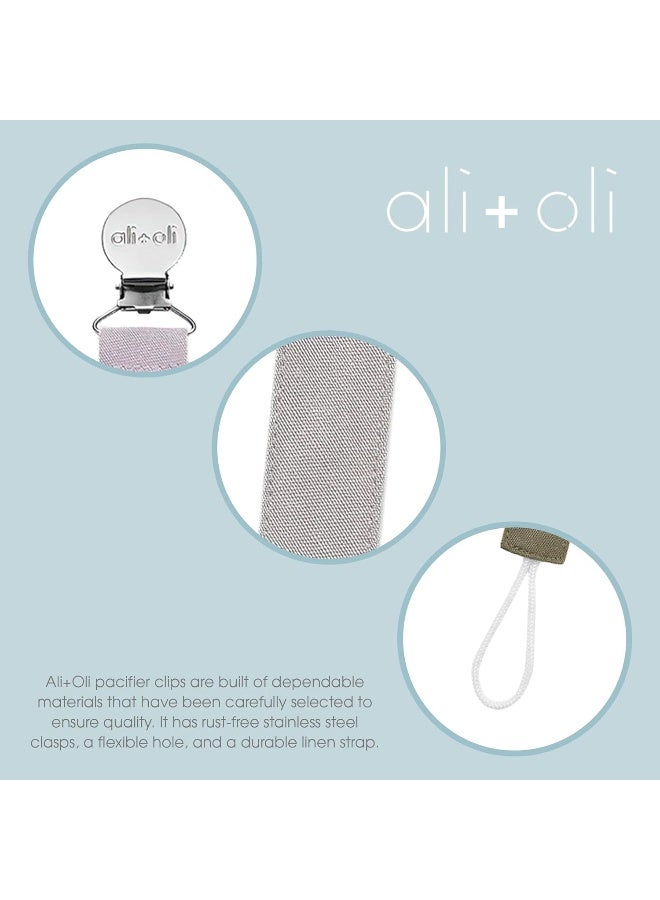 Ali+Oli Pacifier Clips (Set of 3) Linen - Forest - Image 4