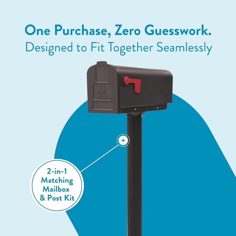 ARCHITECTURAL MAILBOXES Harrison™ Rust-Proof Plastic Post Mounted Mail Box for Outside with Post, Bronze, Medium Curbside Mailbox, USPS Approved for Residential Delivery - Image 2