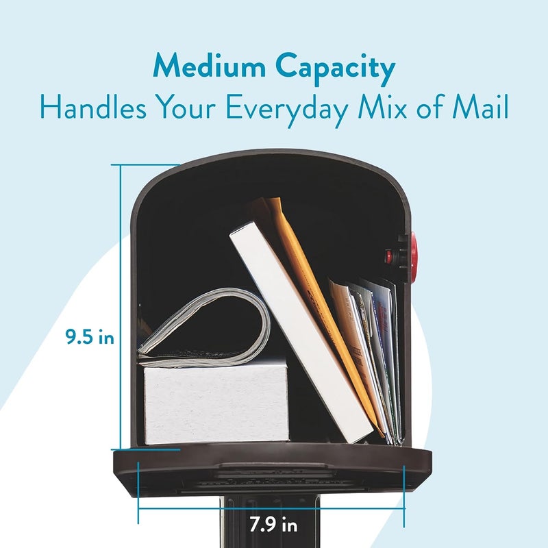 ARCHITECTURAL MAILBOXES Harrison™ Rust-Proof Plastic Post Mounted Mail Box for Outside with Post, Bronze, Medium Curbside Mailbox, USPS Approved for Residential Delivery - Image 3