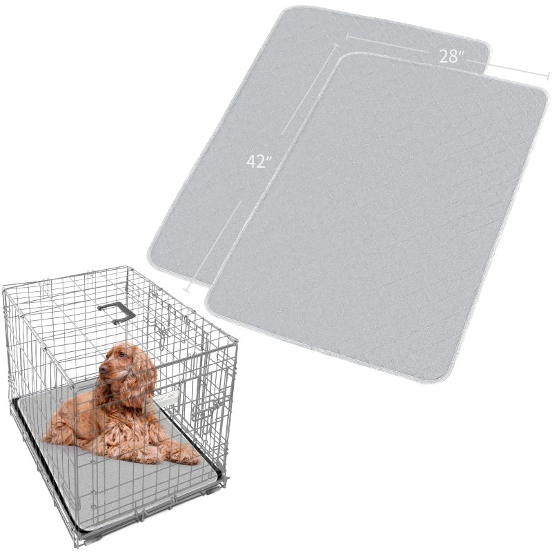 Dog Crate Mat and Washable Pee Pads for Dogs 2 Pack42X28 Waterproof NonSlip Reusable Quilted Puppy Training Pads Fits 36 Inch Crates