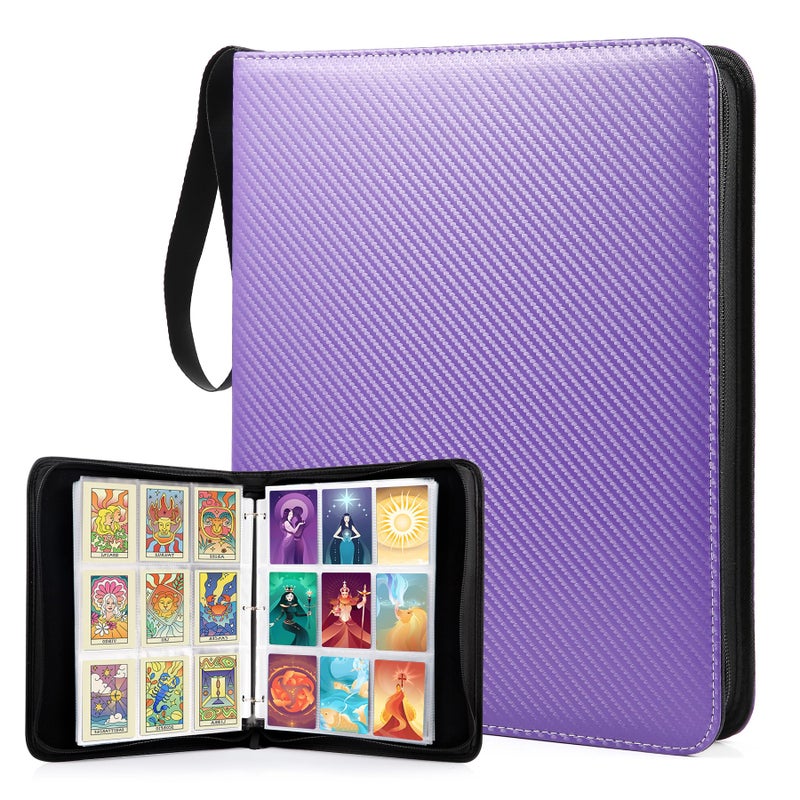 WOT I Trading Card Binder 900 Pockets Baseball Card Binder Sleeves with Zipper Double Sided Pockets Card Holder Carry Card Case for Baseball Card Football CardPurple - Image 2