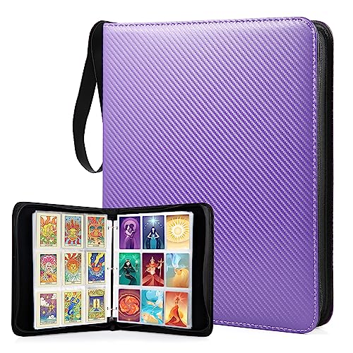 WOT I Trading Card Binder 900 Pockets Baseball Card Binder Sleeves with Zipper Double Sided Pockets Card Holder Carry Card Case for Baseball Card Football CardPurple - Image 1