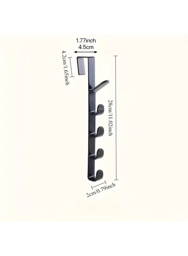 White 4pcs 5 Hook Door Rack Set for Bathroom Bedroom Wardrobe Organizer - Image 3