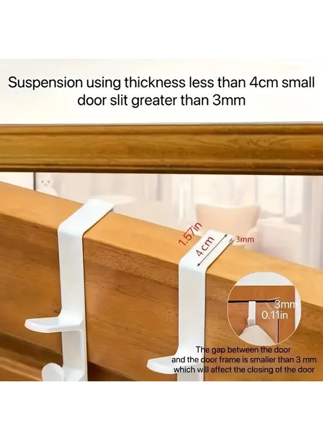 White 4pcs 5 Hook Door Rack Set for Bathroom Bedroom Wardrobe Organizer - Image 5