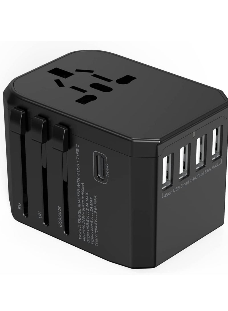 Universal Travel Adapter with 4 Ultra-Fast USB Port and 1 Ultra-Fast USB Type C Port and Power Socket Worldwide Plugs UK EU US AU Auto Switch - Image 2