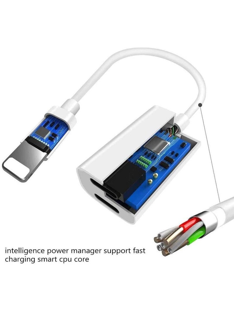 [Apple MFi Certified] Double Lightning Headphone Splitter, 2 in 1 Dual Lightning Headphone Audio & Charge Cable Compatible for iPhone 12/11/XS/XR/X 8 7/iPad, Support Sync Data + Music Control + Call - Image 2