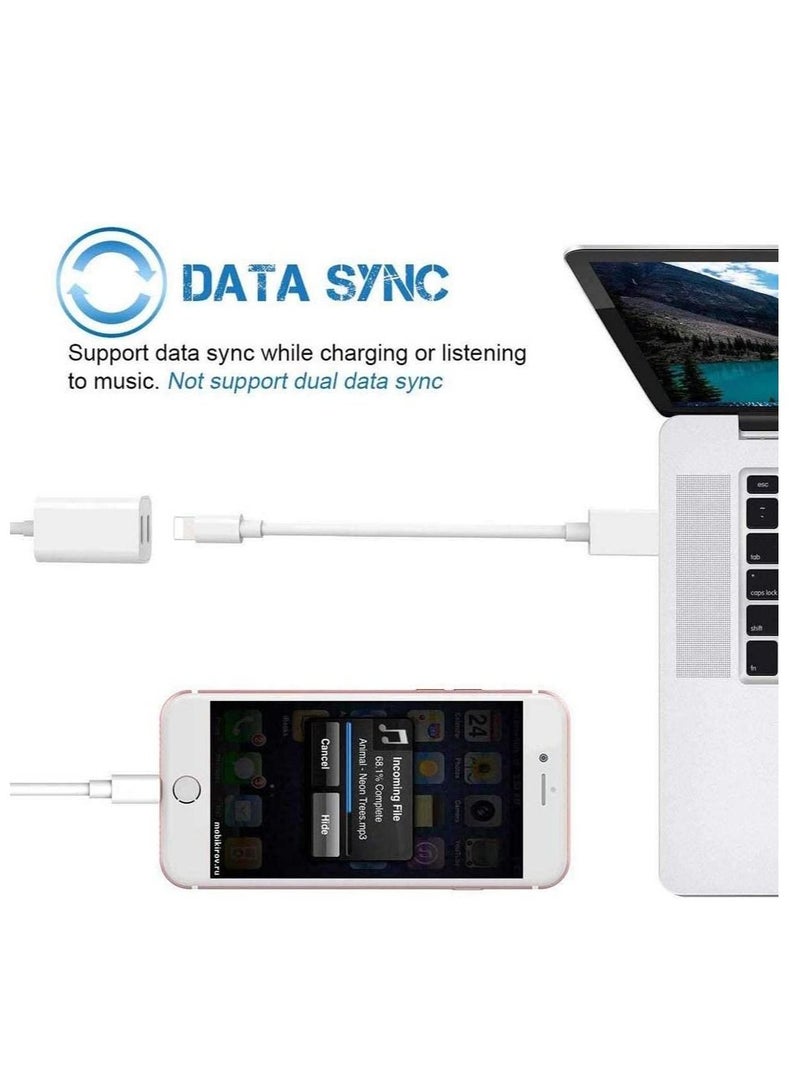 [Apple MFi Certified] Double Lightning Headphone Splitter, 2 in 1 Dual Lightning Headphone Audio & Charge Cable Compatible for iPhone 12/11/XS/XR/X 8 7/iPad, Support Sync Data + Music Control + Call - Image 5
