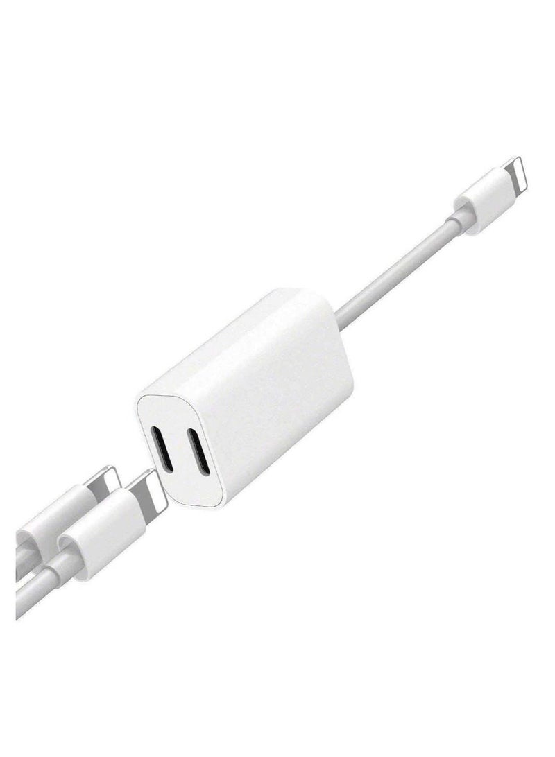 [Apple MFi Certified] Double Lightning Headphone Splitter, 2 in 1 Dual Lightning Headphone Audio & Charge Cable Compatible for iPhone 12/11/XS/XR/X 8 7/iPad, Support Sync Data + Music Control + Call - Image 1