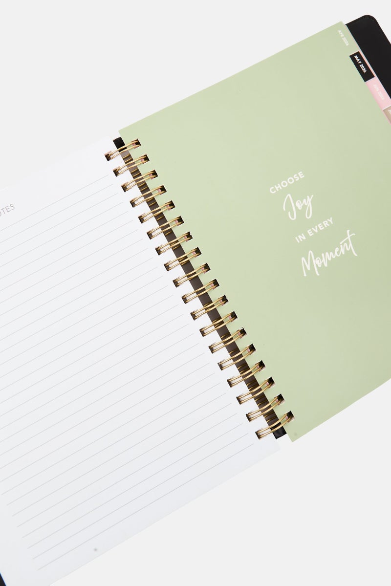 Tahari دفتر ملاحظات ملزم حلزوني مخطط لمدة 12 شهر 2025-2026، أسود - Image 3