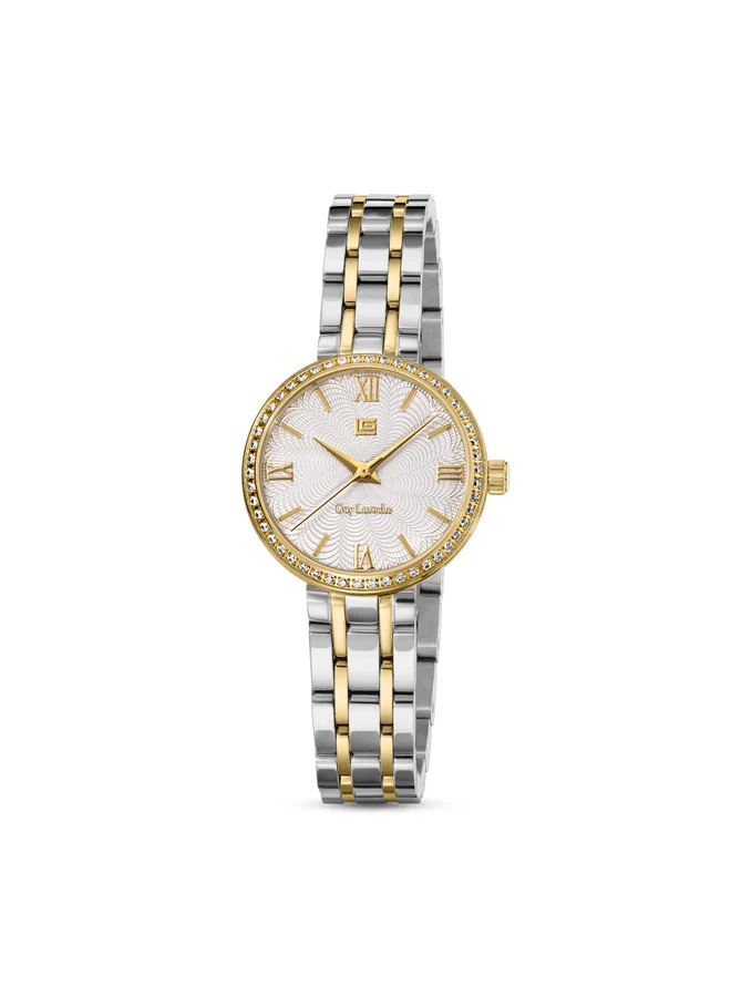 غاي لاروش Megan White Dial Stainless Steel Bracelet Analog Watch for Women, 24mm