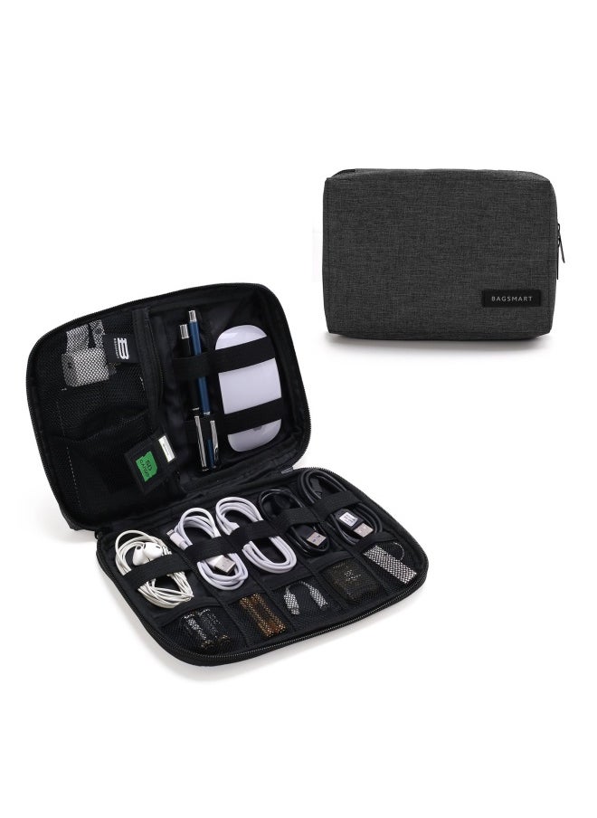BAGSMART - Electronics Organizer Travel Case Small Cord Bag Tech Organizer As Travel Accessories For Men Women Cable Essentials For Phone Sd Card Black - Image 1