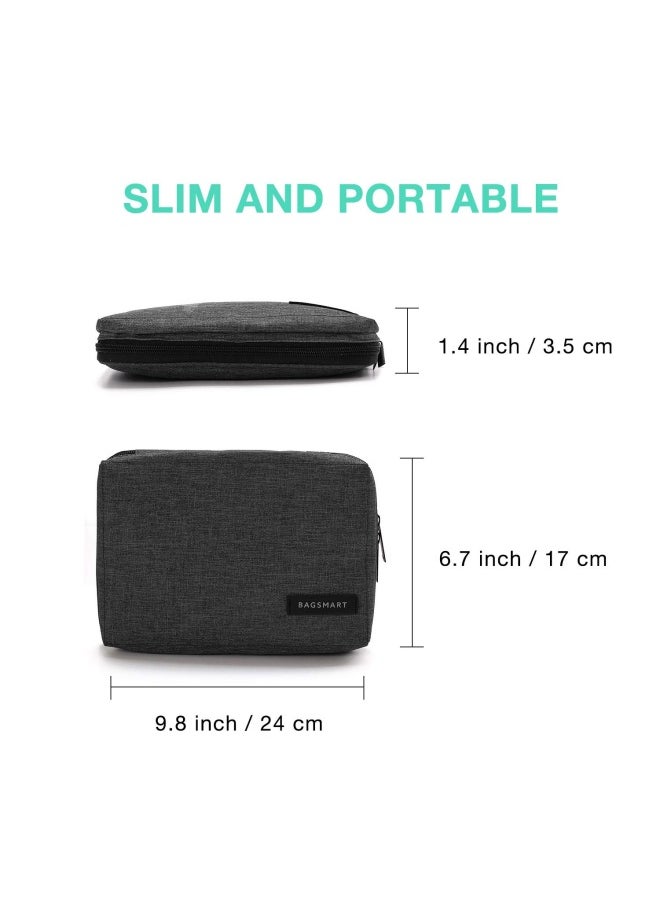 BAGSMART - Electronics Organizer Travel Case Small Cord Bag Tech Organizer As Travel Accessories For Men Women Cable Essentials For Phone Sd Card Black - Image 1