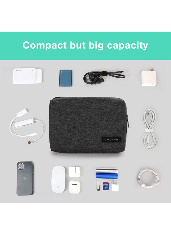 BAGSMART - Electronics Organizer Travel Case Small Cord Bag Tech Organizer As Travel Accessories For Men Women Cable Essentials For Phone Sd Card Black - Image 1