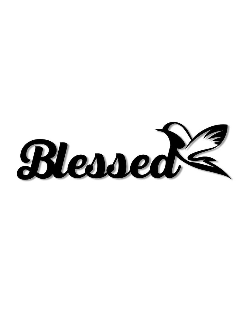 Art Street Blessed Bird MDF Plaque Painted Cutout for Wall Décor Ready to Hang Home Décor Wooden Modern Wall Art for Office Decoration Signs with Double-Sided Tape by Art Street (Black, 3.5x13 Inches)  - Image 2