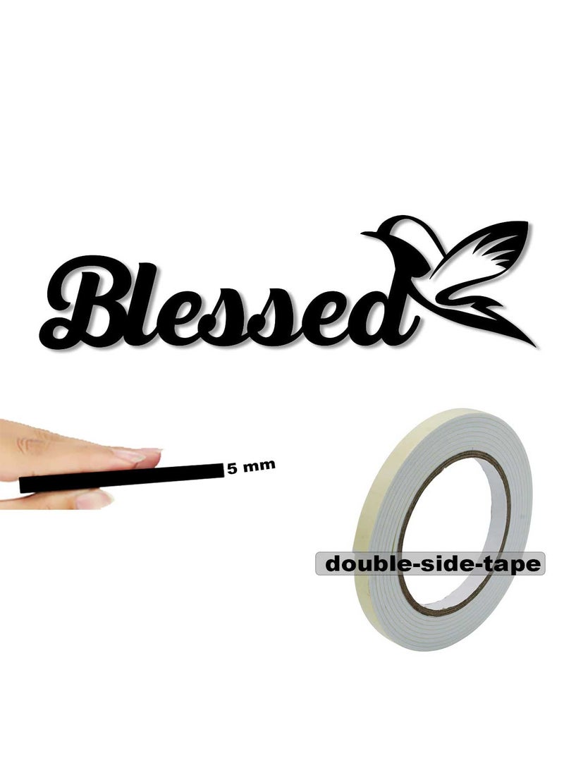 Art Street Blessed Bird MDF Plaque Painted Cutout for Wall Décor Ready to Hang Home Décor Wooden Modern Wall Art for Office Decoration Signs with Double-Sided Tape by Art Street (Black, 3.5x13 Inches)  - Image 4