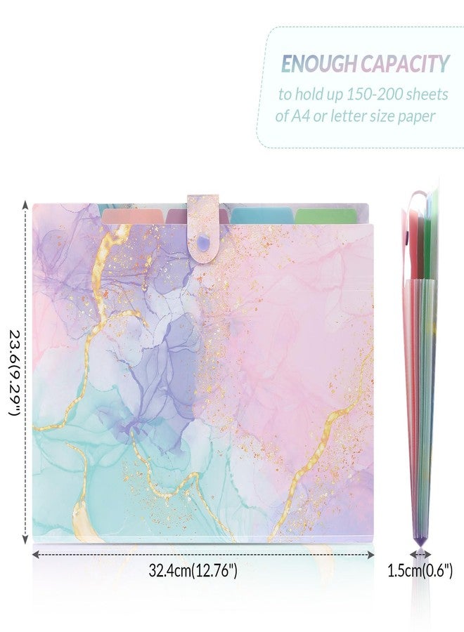 SKYDUE Expanding File Folder with 5 Pockets, Cute Accordion File Organizer, Letter Size Filing Folder, Letter Size Folders for Documents, School Office Supplies Marble Pink - Image 5