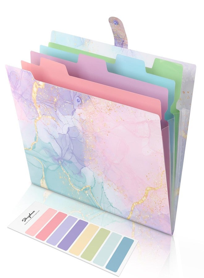 SKYDUE Expanding File Folder with 5 Pockets, Cute Accordion File Organizer, Letter Size Filing Folder, Letter Size Folders for Documents, School Office Supplies Marble Pink - Image 1
